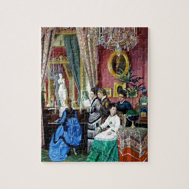 Viktorianische Haus-Party-Frauen-Mann-Musikmalerei (Vertikal)