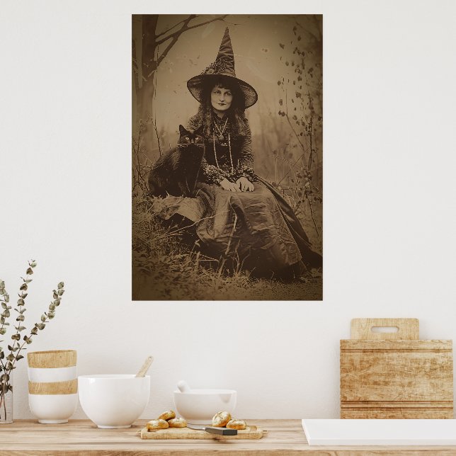 Viktorianische Hexe Sepia Portrait Stil 6 Poster (Küche)