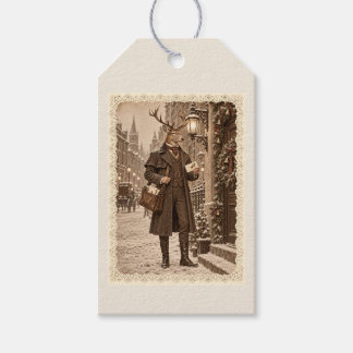Viktorianische Hirsch-Postboten-Weihnachtsgeschenk Geschenkanhänger