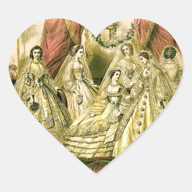 Viktorianische Hochzeit Herz-Aufkleber (Vorderseite)