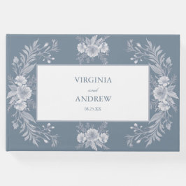 Viktorianische Hochzeit in Blau mit weißen Blume Gästebuch