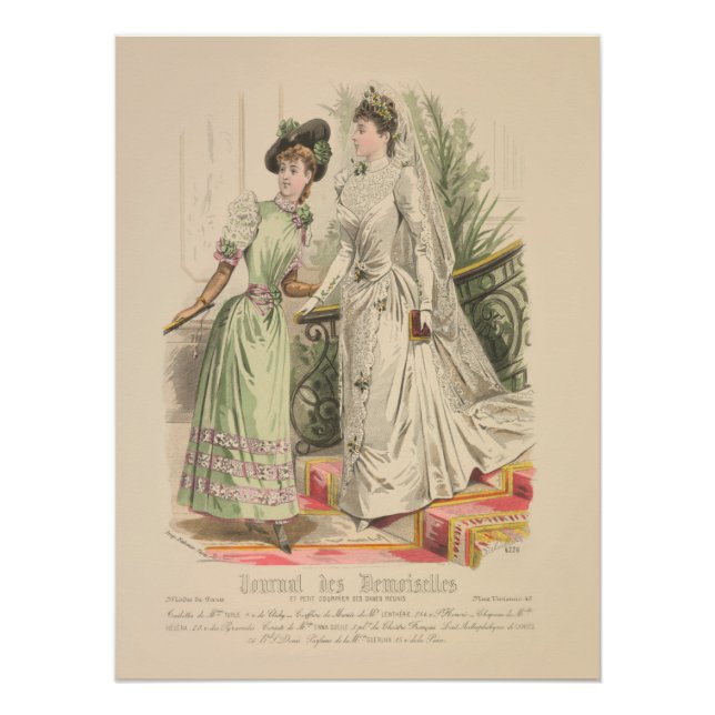 Viktorianische Hochzeit Vintage französische Mode  Poster (Vorderseite)