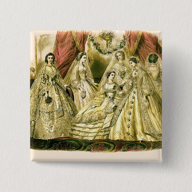 Viktorianische Hochzeitskunstdruckkleidung Button (Vorderseite)