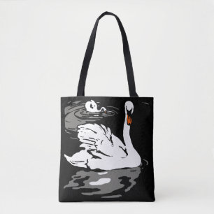 Viktorianische Holzschnitt-Schwäne auf Tasche