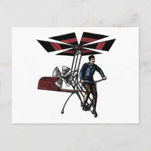 Viktorianische Hubschrauber-Flugmaschine Postkarte