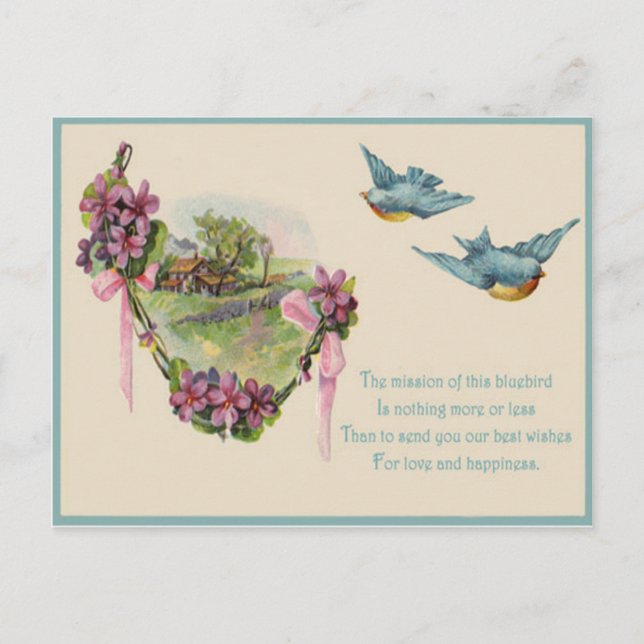 Viktorianische Hütte Bluebird Mother Day Card Postkarte (Vorderseite)