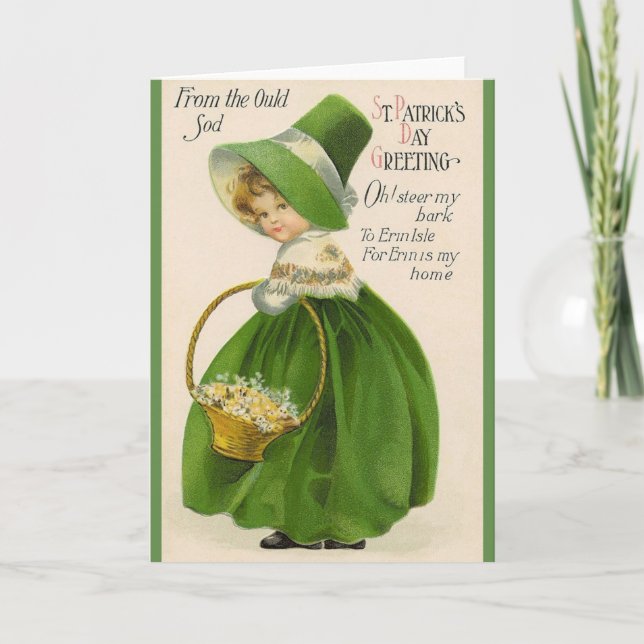 Viktorianische Irish Girl St. Patrick's Day Card Karte (Vorderseite)