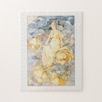 Viktorianische Jugendstil-Gelbe Blume Fairy