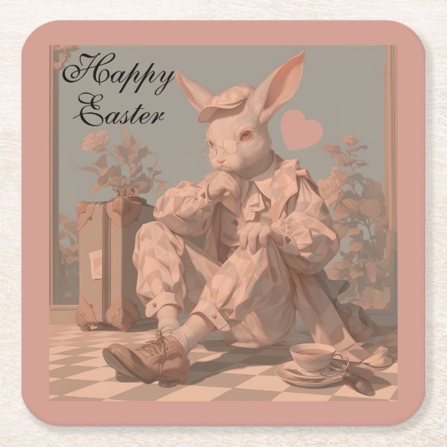 Viktorianische Kaninchenwache, Kaninchenjunge, Frü Rechteckiger Pappuntersetzer (Vorderseite)