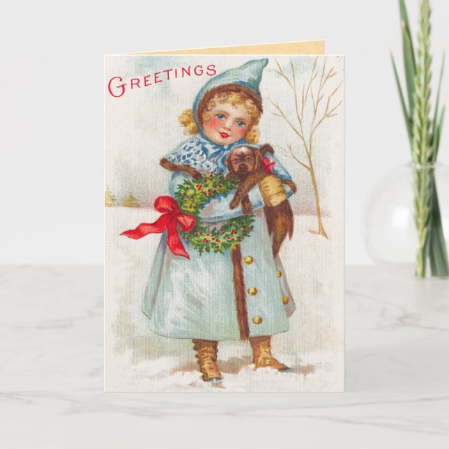 Viktorianische Karte des Kindes Weihnachts (Vorderseite)