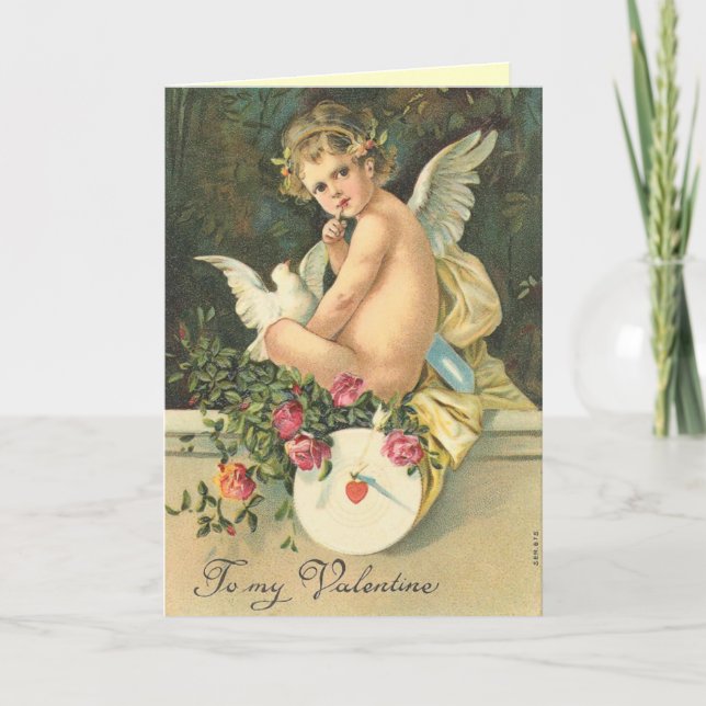Viktorianische Karte Engelvalentines Tages (Vorderseite)