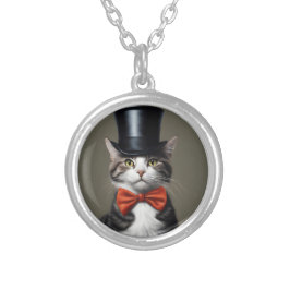 Viktorianische Katze Versilberte Kette