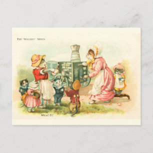 Viktorianische Katzen Milchmädchen Louis Wain Kind Postkarte