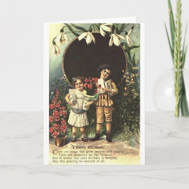 Viktorianische Kinder Geburtskarte Karte (Vorderseite)