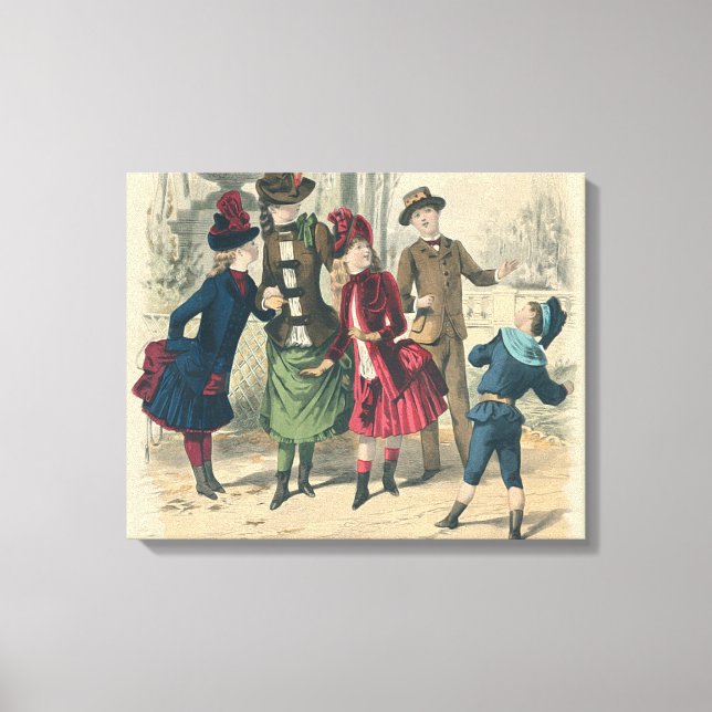 Viktorianische Kinder Mode Niedlich Illustration Leinwanddruck (Vorderseite)