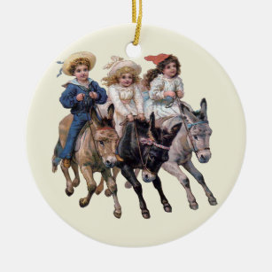 Viktorianische Kinder und Pferde Keramikornament