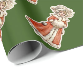 Viktorianische Kinderpapierpuppe Winter nostalgisc Geschenkpapier