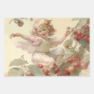 Viktorianische „Kirschfee“ in einem Obstbaum Geschenkpapier Set