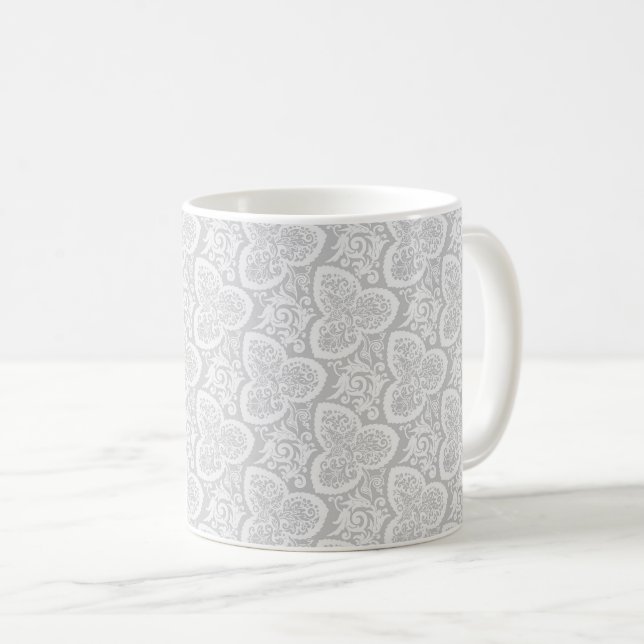 Viktorianische Kleeblatte, blass-graue Kaffee Tass Kaffeetasse (VorderseiteRechts)