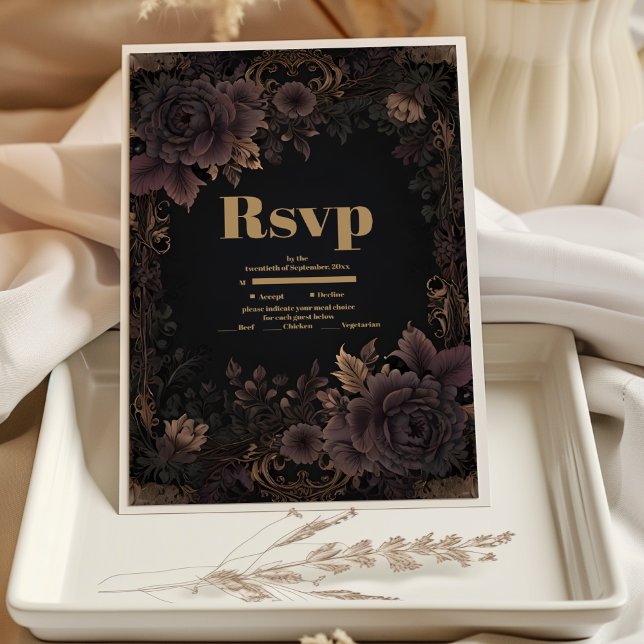 Viktorianische Königliche Gotische Hochzeit RSVP Karte (Von Creator hochgeladen)