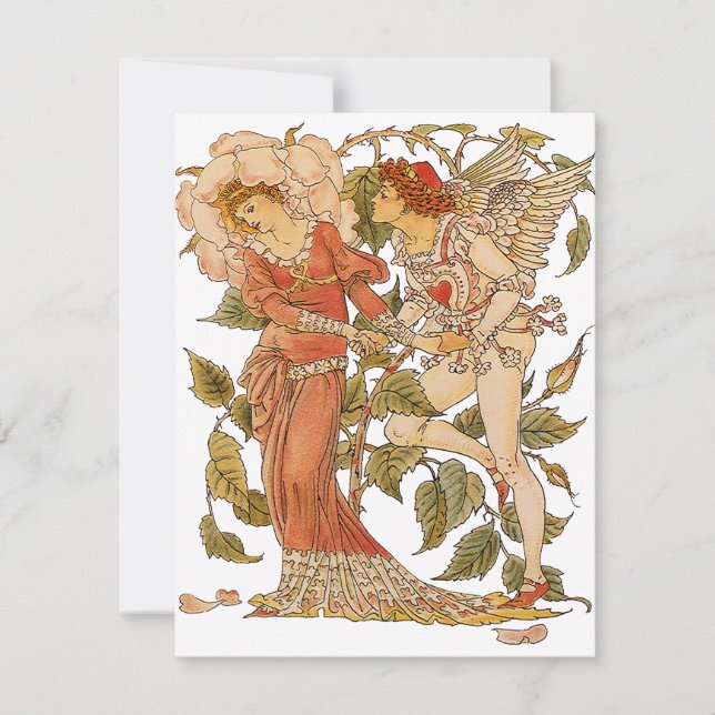 Viktorianische Kunst, Rose von Walter Crane Einlad Einladung (Vorderseite)