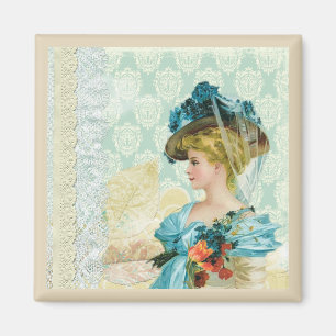 Viktorianische Lady Art Collage Magnet