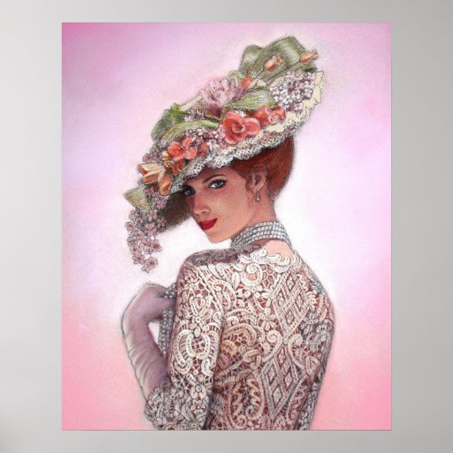 Viktorianische Lady Deco Portrait Art Poster (Vorne)