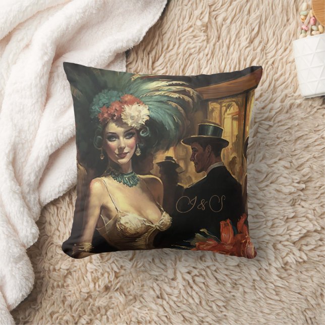 Viktorianische Lady & Florals in ihrem Haar Kissen (Decke)