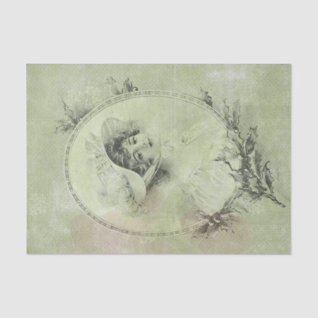 Viktorianische Lady in Hat Verdigris Green entsetz Seidenpapier (Vorderseite)