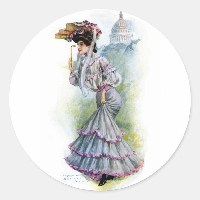 Viktorianische Lady in Lavendel Dress Runder Aufkleber (Vorderseite)