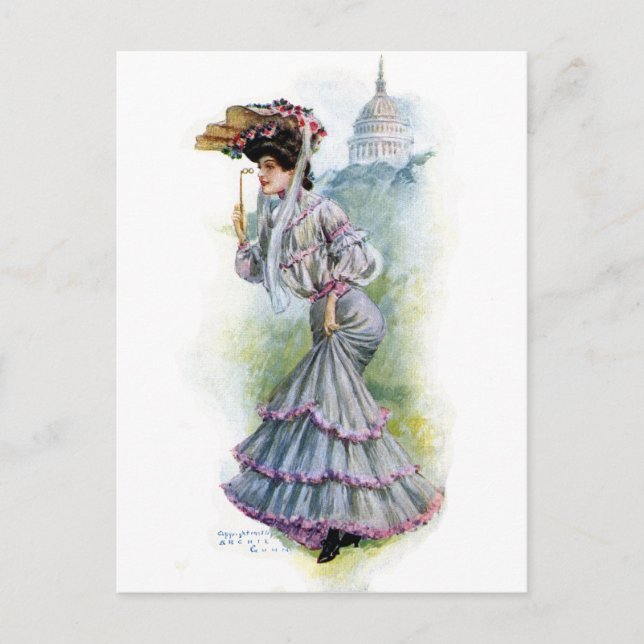 Viktorianische Lady in Lavendel Postkarte (Vorderseite)