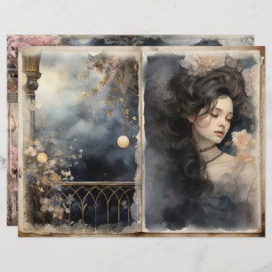 Viktorianische Lady Midnight Blue Junk Journal-Sei