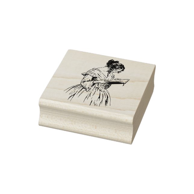 Viktorianische Lady Reading Gummistempel (Stempel)