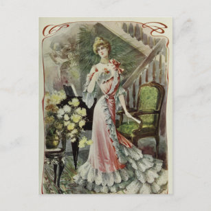 Viktorianische Lady - Vintage französische Mode -  Postkarte
