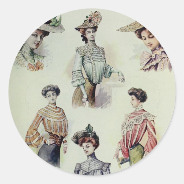 Viktorianische Lady - Vintage französische Mode -  Runder Aufkleber (Vorderseite)