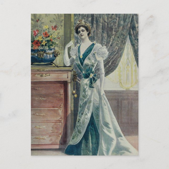 Viktorianische Lady - Vintages französisches Modeg Postkarte (Vorderseite)