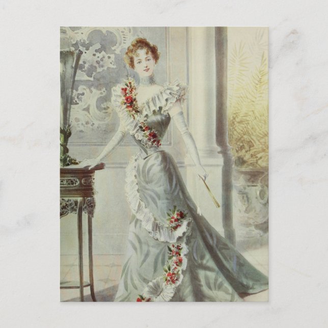 Viktorianische Lady - Vintages französisches Modeg Postkarte (Vorderseite)
