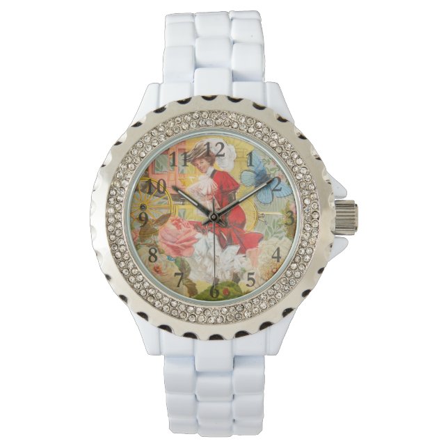 Viktorianische Lady Woman Fun Carriage Armbanduhr (Vorderseite)