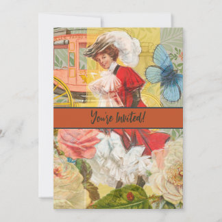 Viktorianische Lady Woman Fun Carriage Einladung