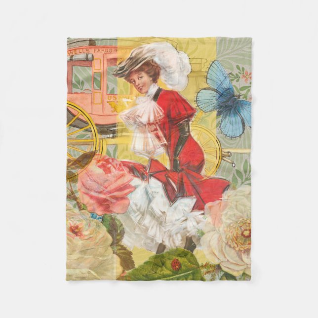 Viktorianische Lady Woman Fun Carriage Fleecedecke (Vorderseite)