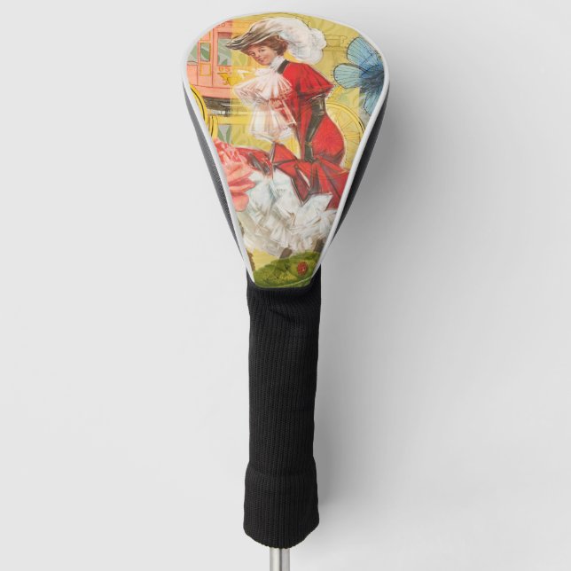 Viktorianische Lady Woman Fun Carriage Golf Headcover (Vorderseite)