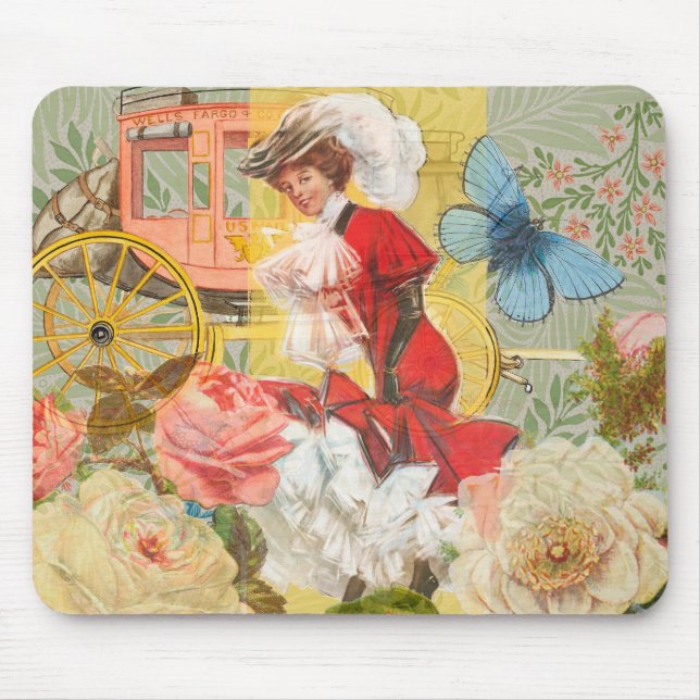 Viktorianische Lady Woman Fun Carriage Mousepad (Vorne)
