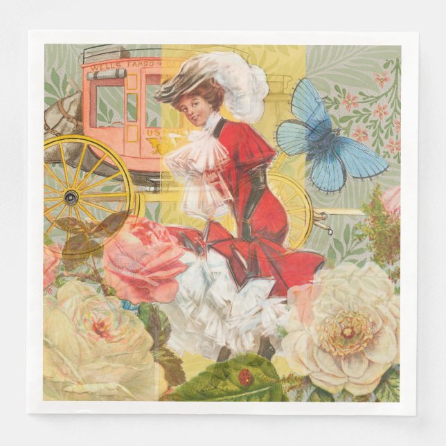 Viktorianische Lady Woman Fun Carriage Serviette (Vorderseite)
