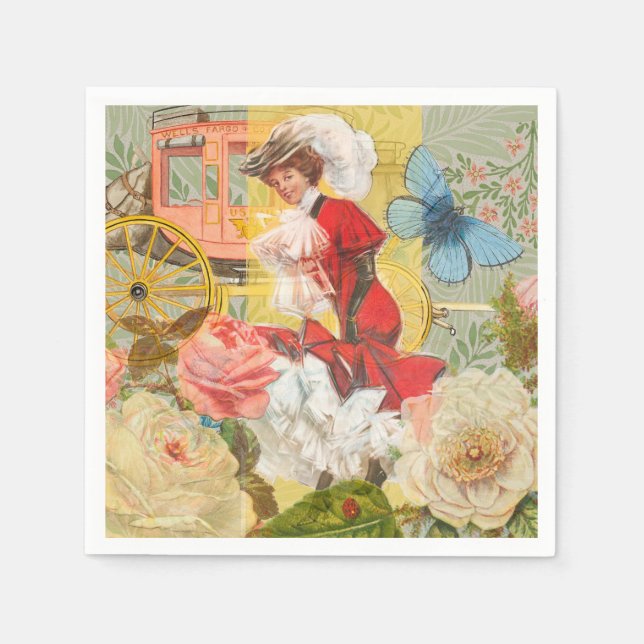 Viktorianische Lady Woman Fun Carriage Serviette (Vorderseite)