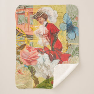 Viktorianische Lady Woman Fun Carriage Sherpadecke