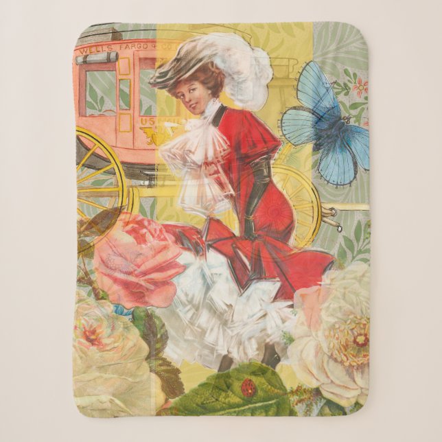 Viktorianische Lady Woman Fun Carriage Sherpadecke (Vorderseite)
