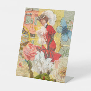 Viktorianische Lady Woman Fun Carriage Sockelschild