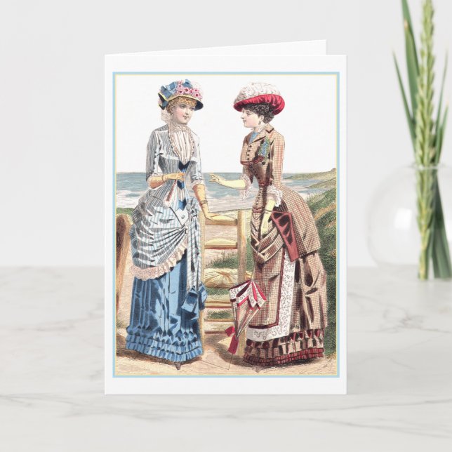 Viktorianische Ladys am Strand Karte (Vorderseite)