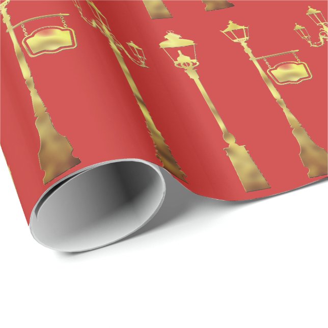Viktorianische Lampenplatte rot Geschenkpapier (Rolleneckpunkt)