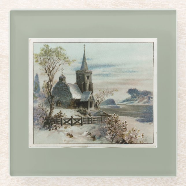 Viktorianische Landeskirche Glasuntersetzer (Vorderseite)